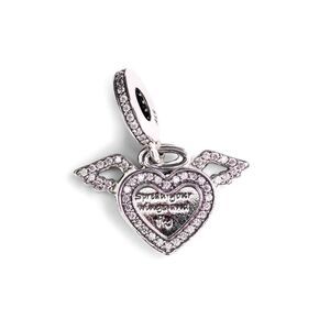 PANDORA Heart and Angel Wings Dangle Charm -